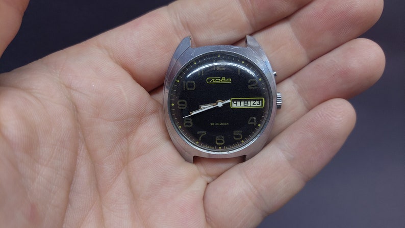 Soviet Vintage Watch "Slava" Mechanical Watch, Soviet Chrome Watch, USSR Mechanical Watch.To the collection