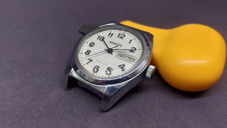 Soviet vintage watch "Raketa" (Rocket) Mechanical watch.Soviet watch Chrome. Mechanical clock of the USSR. To the collection