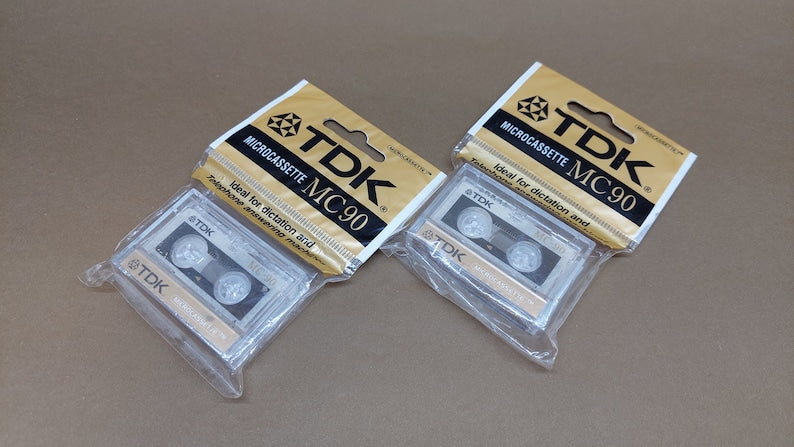Vintage mini cassettes TDK 90 2pcs NEW. Dictaphone Mini Cassette
