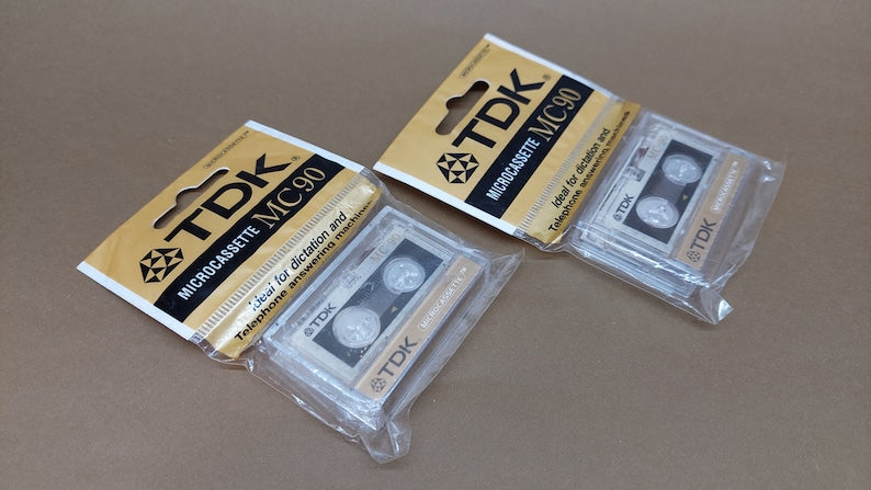 Vintage mini cassettes TDK 90 2pcs NEW. Dictaphone Mini Cassette