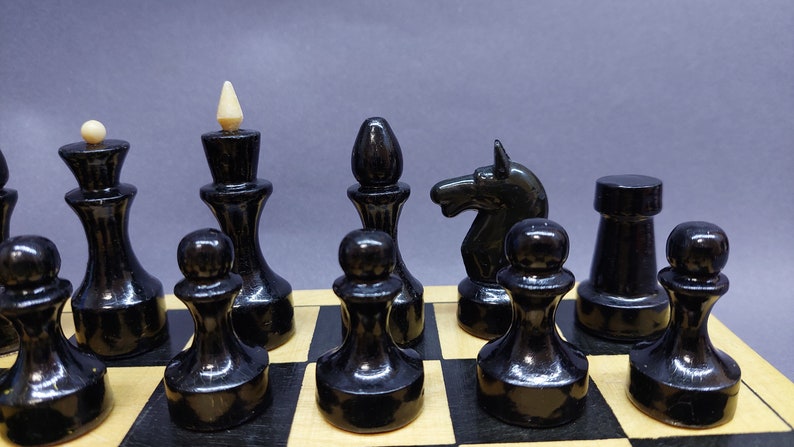 Good Authentic Classic Soviet Wooden Chess Set "KHALTURIN" Russian Vintage USSR Antiques 1970s new condition