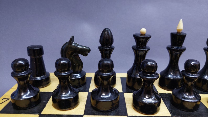 Good Authentic Classic Soviet Wooden Chess Set "KHALTURIN" Russian Vintage USSR Antiques 1970s new condition