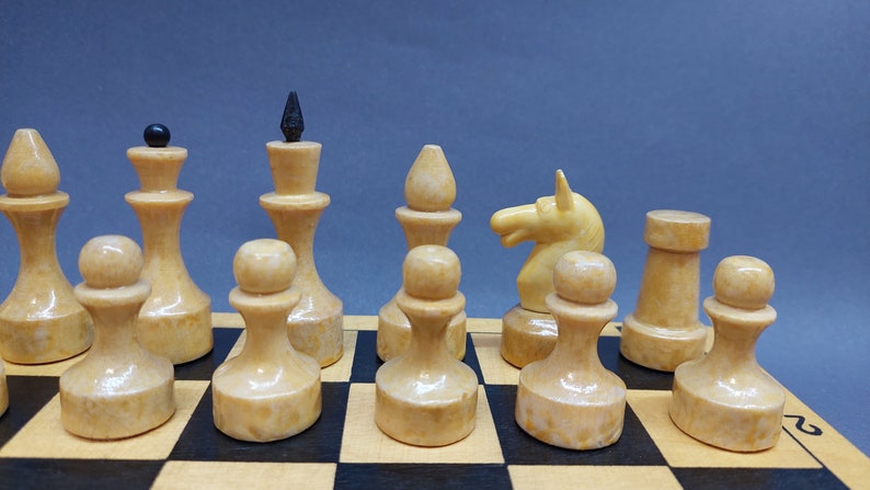 Good Authentic Classic Soviet Wooden Chess Set "KHALTURIN" Russian Vintage USSR Antiques 1970s new condition