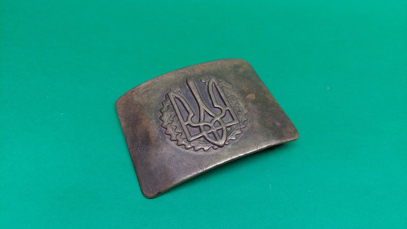Buckle of the Ukrainian military brass belt - Trident - Coat of arms of Ukraine
