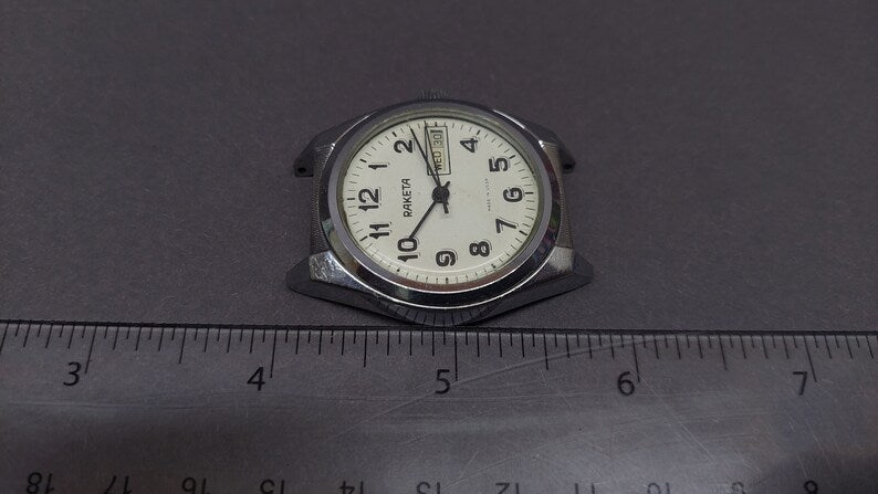 Soviet vintage watch "Raketa" (Rocket) Mechanical watch.Soviet watch Chrome. Mechanical clock of the USSR. To the collection