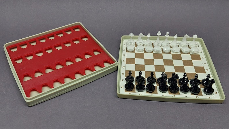 Nice Authentic Soviet Magnetic Travel Pocket Chess Set Russian USSR Vintage 1991s Antiques