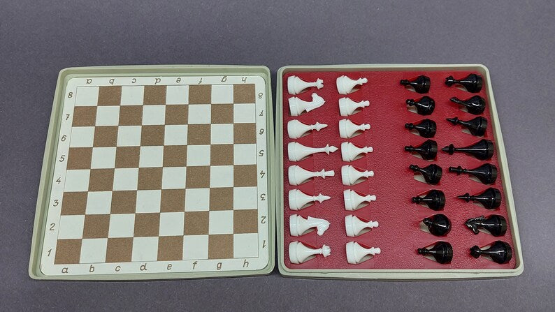 Nice Authentic Soviet Magnetic Travel Pocket Chess Set Russian USSR Vintage 1991s Antiques