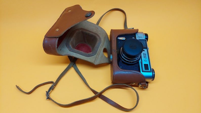 Old Soviet camera FED - 5 lens Industar - 61 Ld (2.8/55) Olympics. Quality mark. Made in USSR.