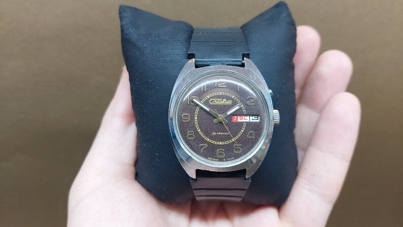 Soviet Vintage Watch "Slava" Mechanical Watch, Soviet Chromed Watch, USSR Mechanical Watch, Russian Watch