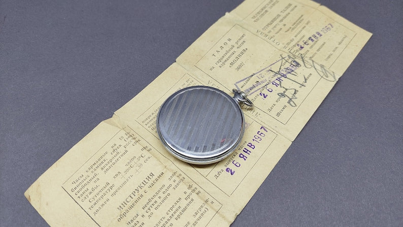 Soviet Vintage Pocket Watch Molnija, USSR Mechanical Pocket Watch Molnija, Russian Clock