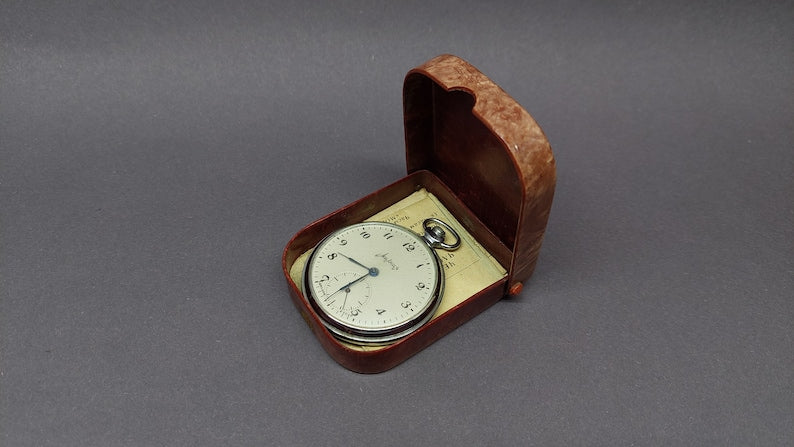 Soviet Vintage Pocket Watch Molnija, USSR Mechanical Pocket Watch Molnija, Russian Clock
