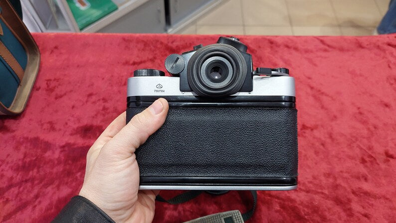 A rare vintage Kyiv-6S TTL camera is a medium format single-lens reflex camera with a Vega-12B 2.8/90 lens.