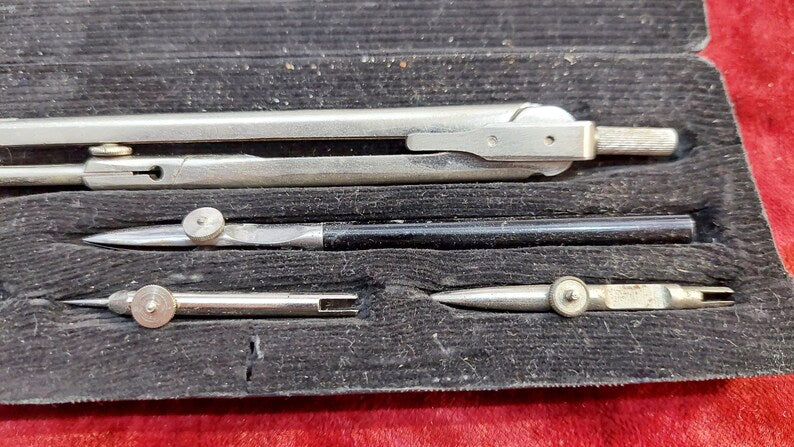 Vintage Compass School Supplies Set Drawing Tool Set Descriptive Geometry Compass Drafting Tools Architect Gift