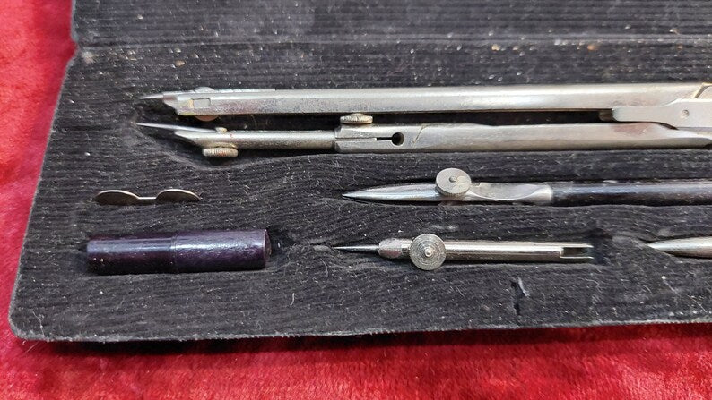 Vintage Compass School Supplies Set Drawing Tool Set Descriptive Geometry Compass Drafting Tools Architect Gift
