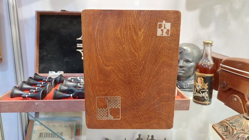 Good Authentic Soviet Wooden Travel Pocket Chess Set Russian USSR Vintage Antique 1960s Great Condition