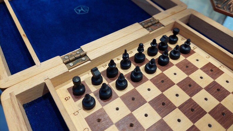 Good Authentic Soviet Wooden Travel Pocket Chess Set Russian USSR Vintage Antique 1960s Great Condition