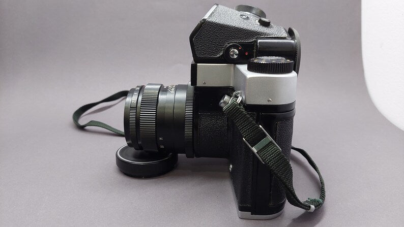 A rare vintage Kyiv-6S TTL camera is a medium format single-lens reflex camera with a Vega-12B 2.8/90 lens.