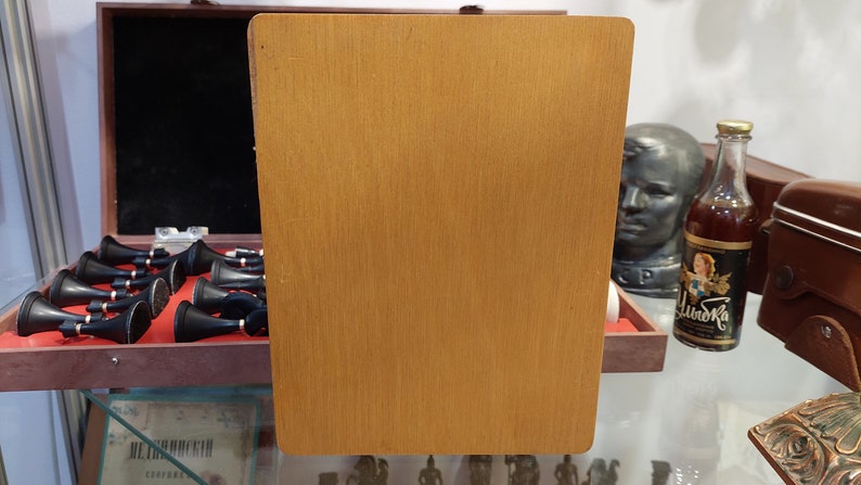 Good Authentic Soviet Wooden Travel Pocket Chess Set Russian USSR Vintage Antique 1960s Great Condition