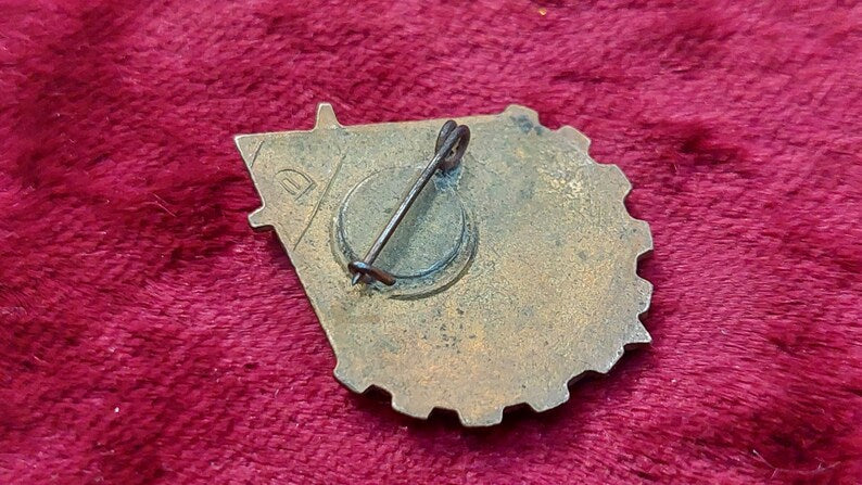 Vintage Original Soviet USSR Badge "Junior Technician" MMD Brass Glass Enamels / collectible badge /