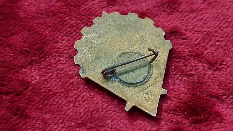 Vintage Original Soviet USSR Badge "Junior Technician" MMD Brass Glass Enamels / collectible badge /