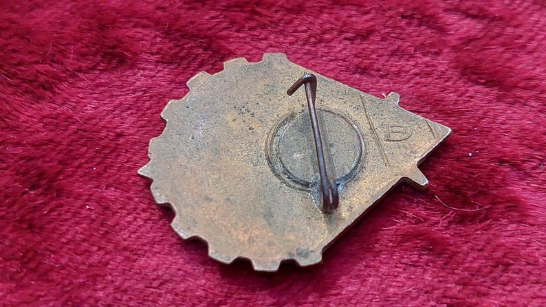 Vintage Original Soviet USSR Badge "Junior Technician" MMD Brass Glass Enamels / collectible badge /