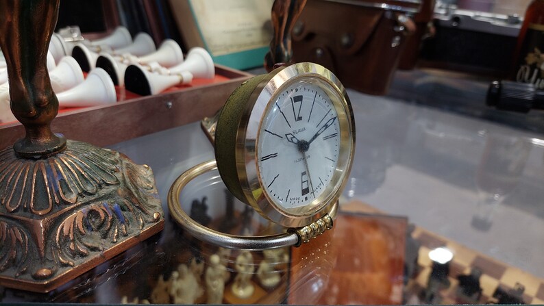 Soviet alarm clock. Desk Clock USSR. Vintage clock SLAVA.