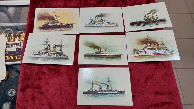 Postcards of Russian warships