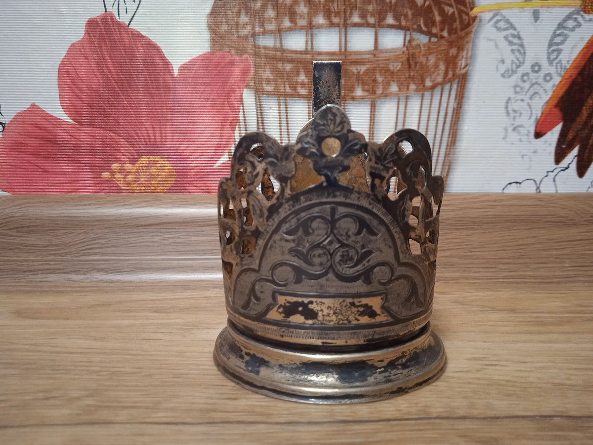 Antique Soviet Metal Cup holder Soviet Cup holder silver 875 assay weight 80 grams