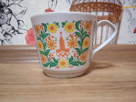 Moscow Olympic Games Vintage cup Porcelain cup Soviet Olympic memorabilia USSR 1980s
