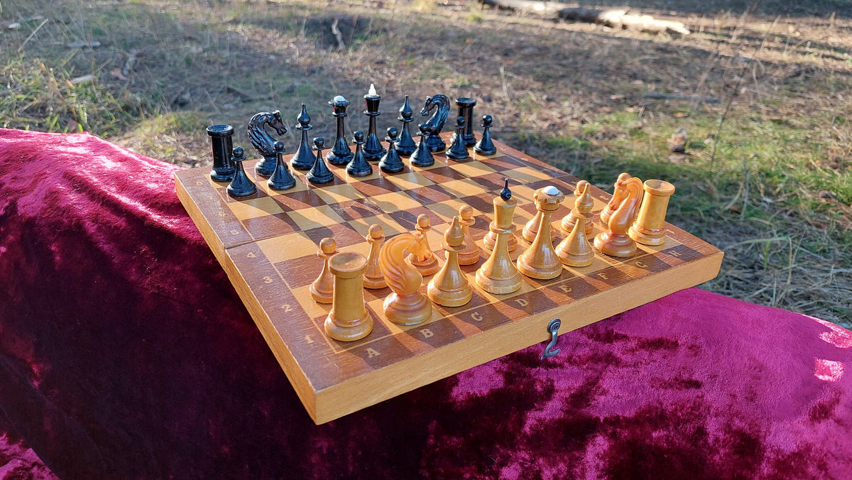 Soviet Vintage Chess, Russian Chess, Compact Wooden Chess, Chess Board Book, USSR Chess Set, Old Chess