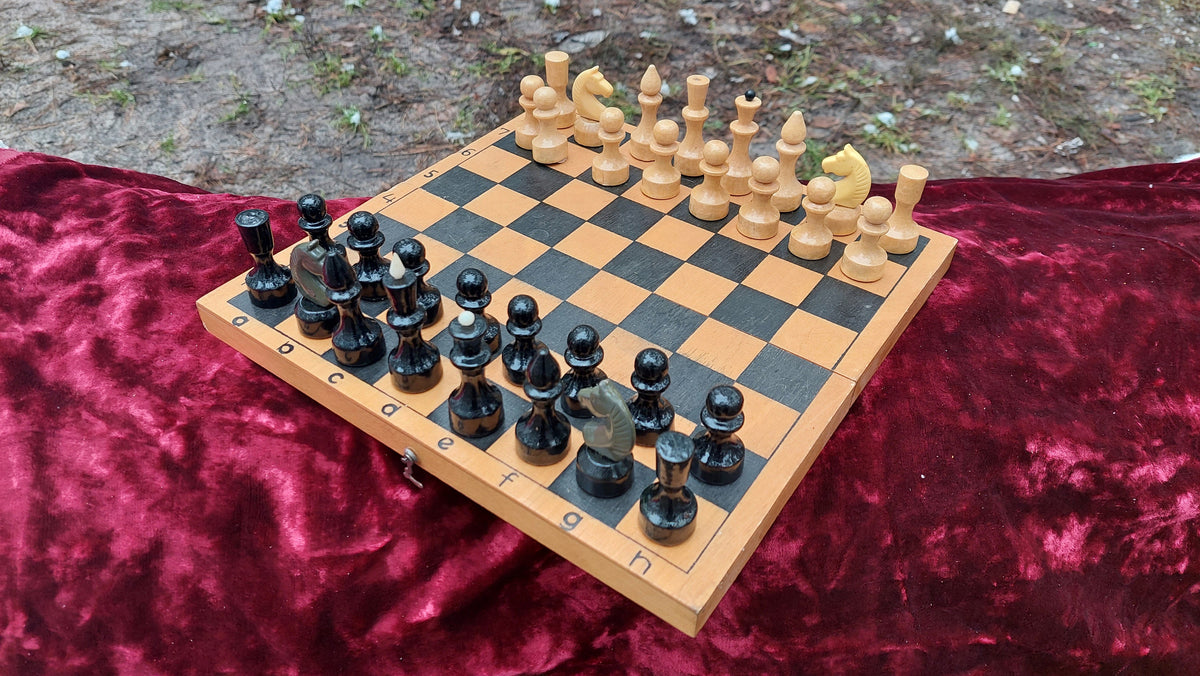 Vintage USSR Russian Soviet wooden chess 30x30 cm