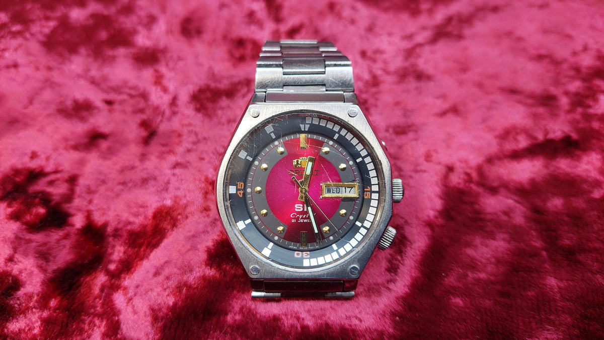 Japanese Watch Orient SK Sea King Crystal KD King Diver Red Dial Watch Served