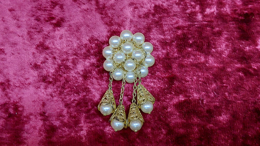 Vintage gilded USSR brooch with beads