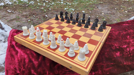 Vintage Soviet chess. Antique carbolite chess. A chess gift for board game lovers. Plastic chess set for the Russian USSR