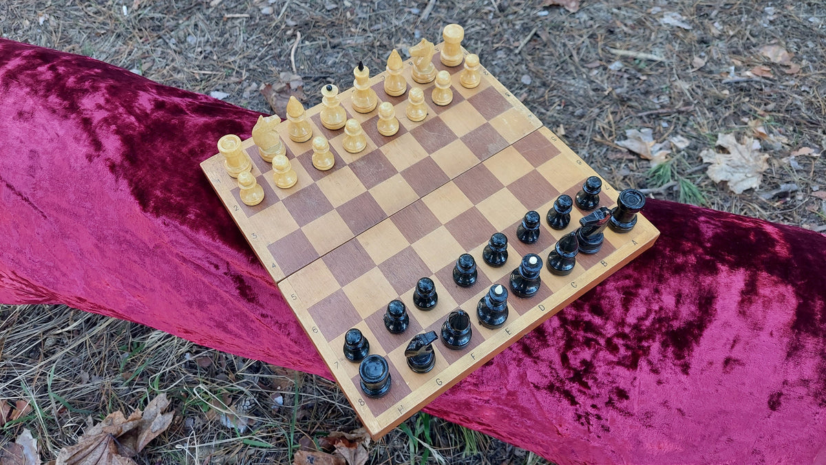 Small Rare Old Classic Soviet Chess Set 1970s, Chessboard 30x30cm, Old Wooden Chess, Old Chess, Game Board, Mind Game, USSR Gift, Chess