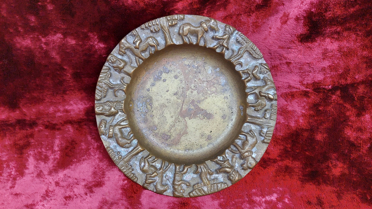 old vintage bronze plate