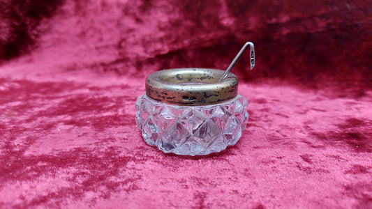 Vintage USSR Rock-Crystal Salt Cellar With Silver 875 Spoon
