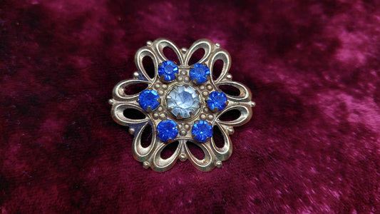 Vintage USSR Gold-Plated Brooch with Stones