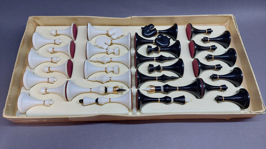 Olympic Soviet chess set Russian Vintage USSR plastic carbolite with brass decor
