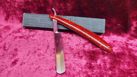Straight razor "Sport Shahiata", Vintage barbershop Straight razor. Chess razor. Special Steeze Bakelite handle with old razor Box 1954