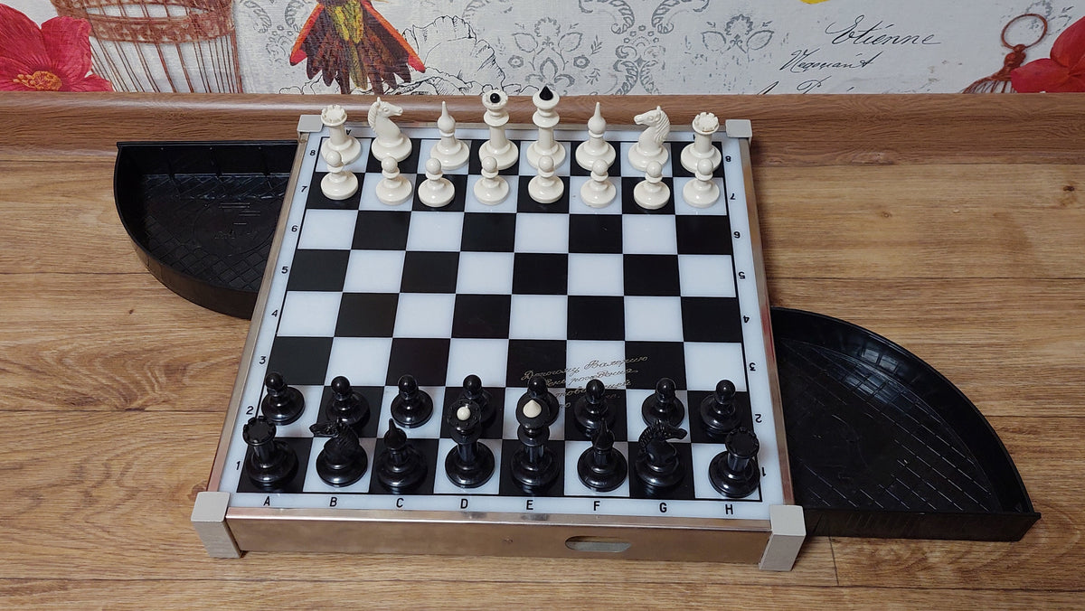 Antique Soviet Chess Board Vintage USSR Plastic/Metal Chess Board Rare Chess Chess Board 1980s
