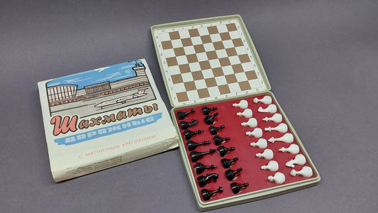 Nice Authentic Soviet Magnetic Travel Pocket Chess Set Russian USSR Vintage 1991s Antiques