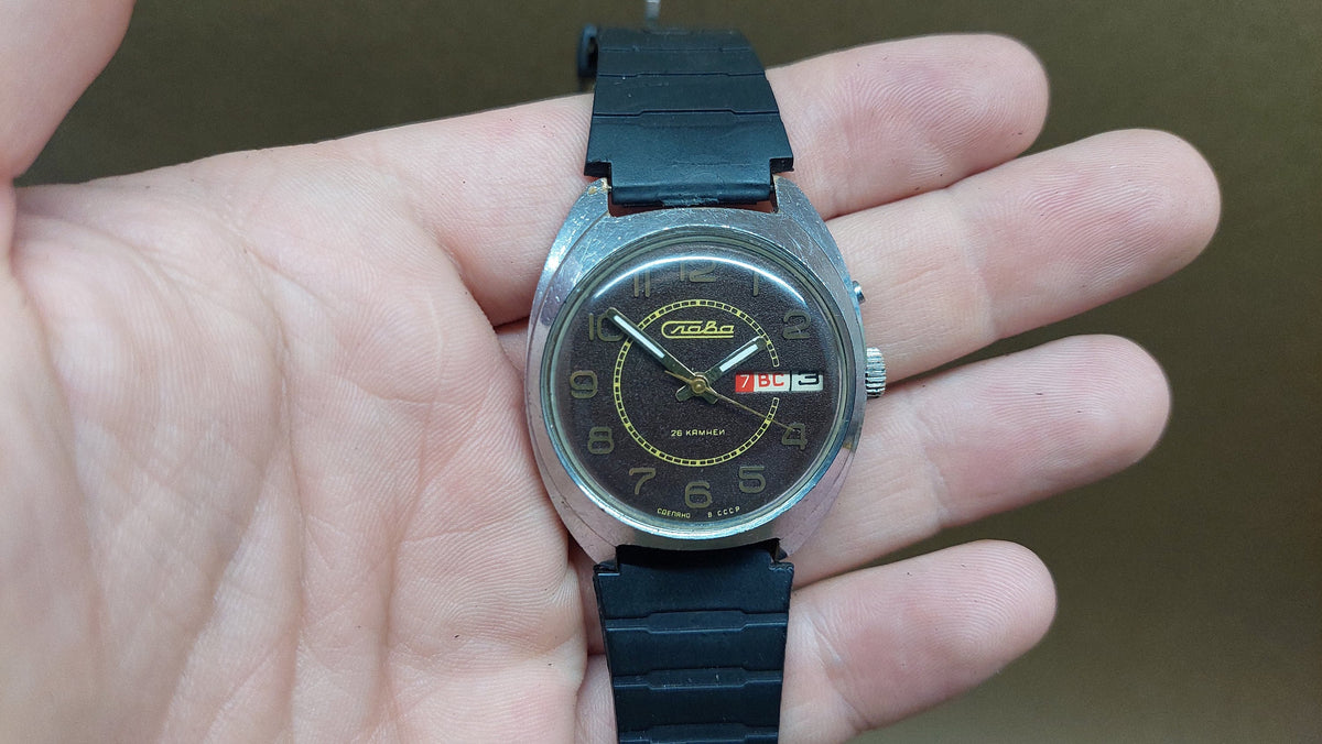 Soviet Vintage Watch "Slava" Mechanical Watch, Soviet Chromed Watch, USSR Mechanical Watch, Russian Watch