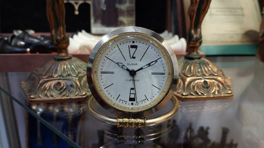 Soviet alarm clock. Desk Clock USSR. Vintage clock SLAVA.